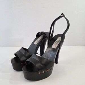 Tony Shoes of Hollywood Black Open Toe Riveted Platform High Heels Size 12 Drag